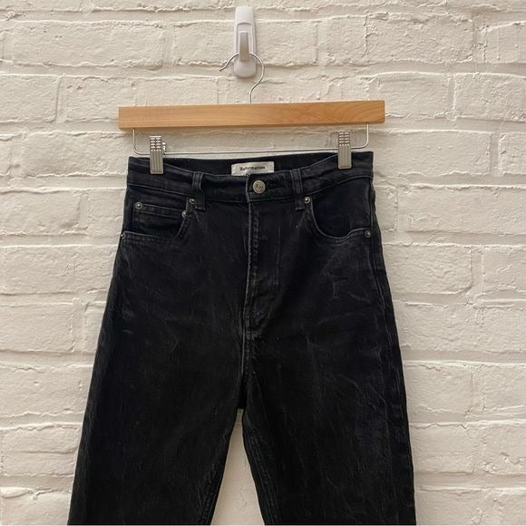 Reformation || Acid Wash High Rise Straight Jeans Black 25