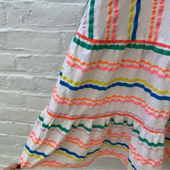 Boden || Tiered Neon Stripe A-line Sundress White Rainbow US 2