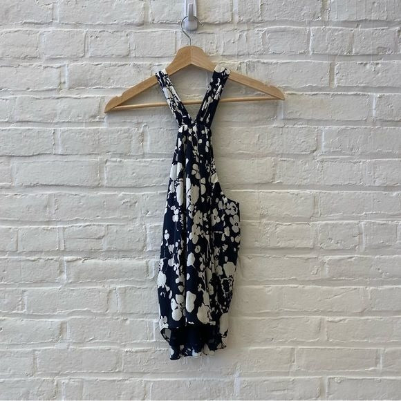 Joie || Ertha Floral Halter Top in Midnight Navy Blue White XS