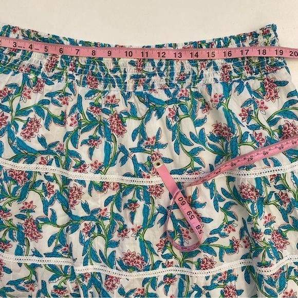 J.Crew || Smocked Tiered Mini Skirt Floral Teal Pink 2X