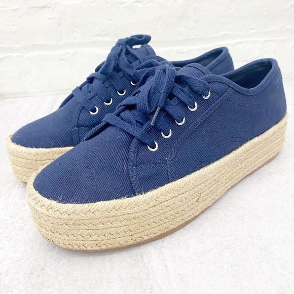 Wild Pair || Sofeya Espadrille Platform Sneakers Navy 9.5