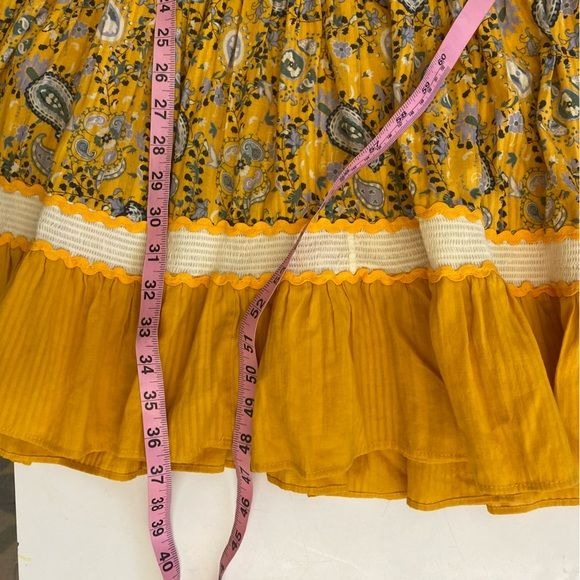 Anthropologie || Forever That Girl Tiered Mini Dress Ruffle Yellow Purple Large