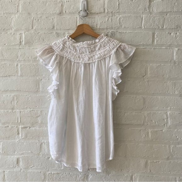 Anthropologie || Caballero Liv Sheer Ruffle Blouse Small