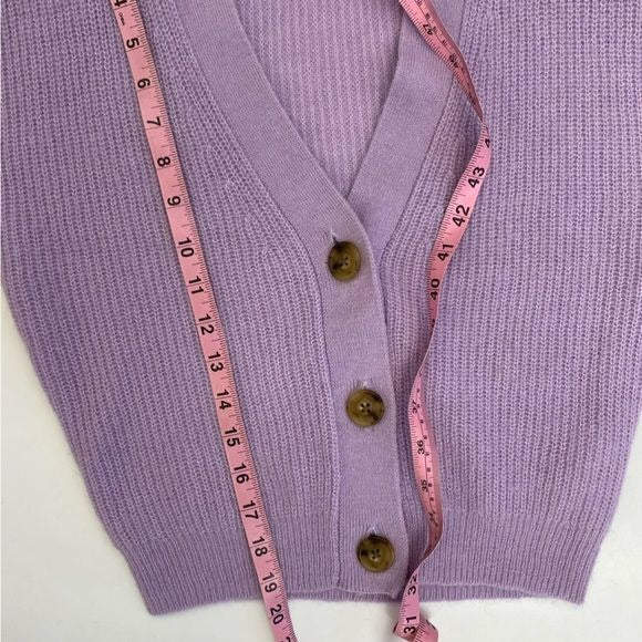 J.Crew || Ribbed V-neck Cardigan Sweater Alpaca Wool Petunia Lavender Purple XXS