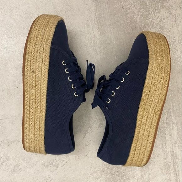 Wild Pair || Sofeya Espadrille Platform Sneakers Navy 9.5