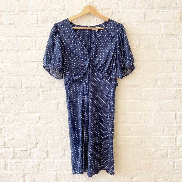 Madewell || Puff-Sleeve Ruffle Mini Dress in Polka Dot Blue 12