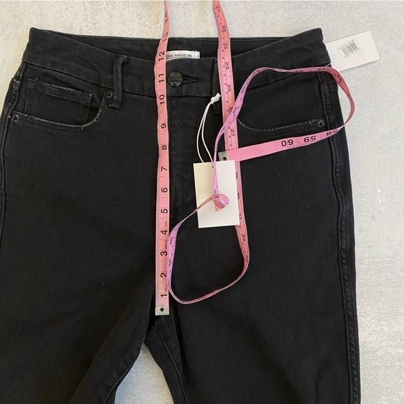 Good American || Good Curve Skinny Crop Jeans Distressed Ripped Black 8 / 29 NWT