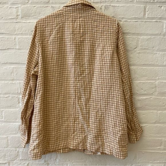 Madewell || Linen Dorset Gingham Check Blazer Tan XL