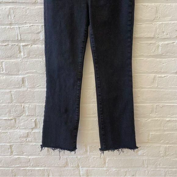 Madewell || Cali Demi Boot Jeans in Bayland Wash Raw Hem Flare Crop Black 27