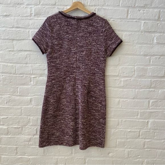 LOFT || Tweed Knit Fringe Dress Burgundy Maroon 10