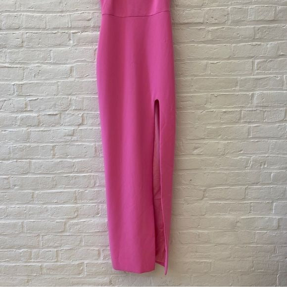 Likely || Sammy Gown High Slit Ring Back Crepe in Pink Sugar 4 NWT