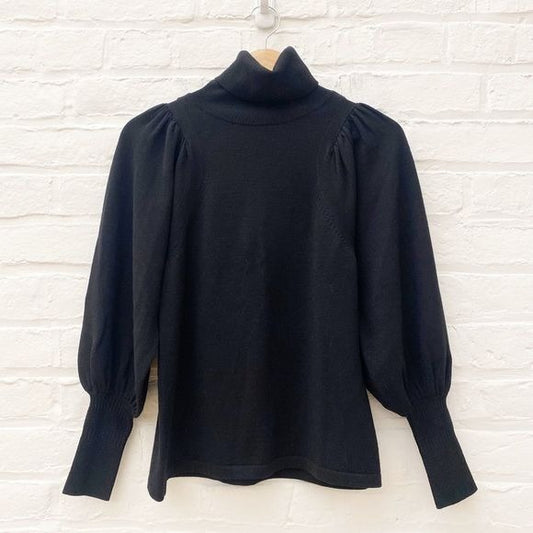 Apiece Apart || Dewi Turtleneck Puff Sleeve Sweater Black Small