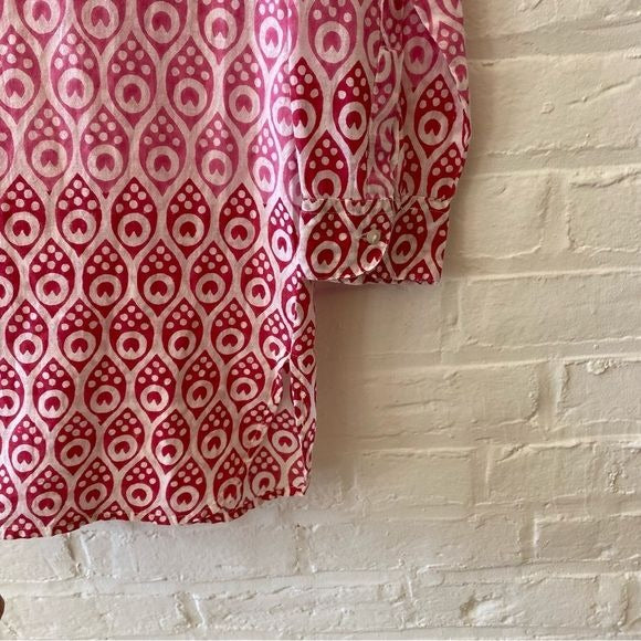 Oliphant || Long Collar Cotton Voile Tunic Top in Isla Pink Small