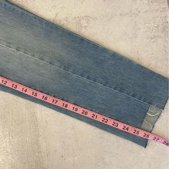 Madewell || Cruiser Straight Jeans: Reconstructed Edition Blue Raw Step Hem 24