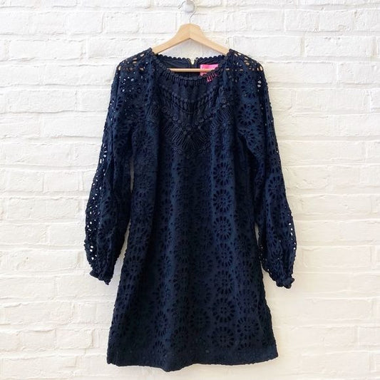 Lilly Pulitzer || Priscilla Long Sleeve Eyelet Dress Black 12