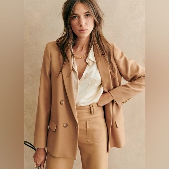 Sezane || Christie Blazer Double Breasted Camel Tan 38 US 6 NWT