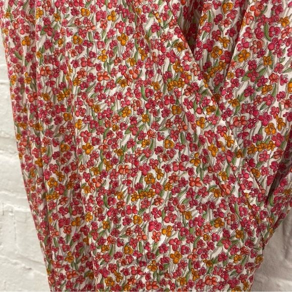 Ann Mashburn || Floral Wrap Maxi Dress Cotton Medium