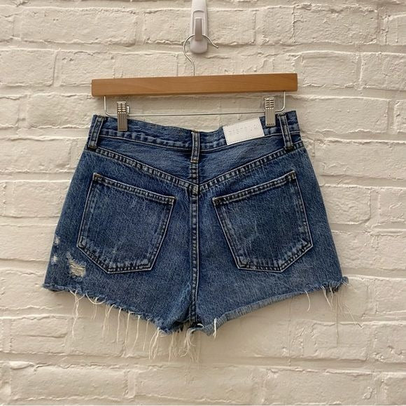 Pistola || Kylee Relaxed High Rise Cuffed Jean Shorts in Luna Wash Blue 27