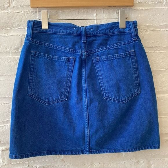 Helmut Lang || Femme High Rise Denim Mini Skirt Overdye Blue 29