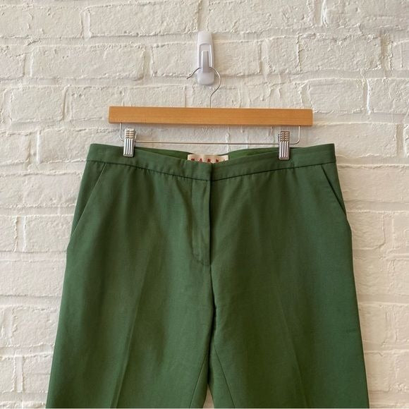 Marni || Tapered Ankle Trousers Pants Green 44 IT US 8