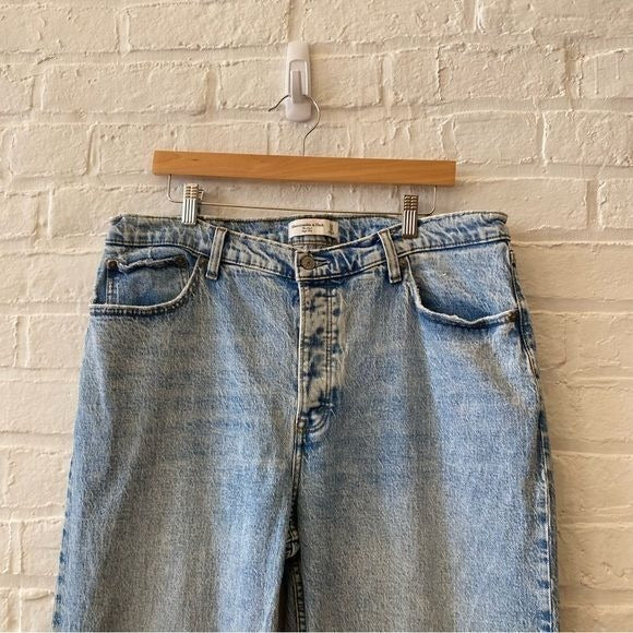 Abercrombie || High Rise Dad Jeans Straight Rigid Denim Blue 33 / 16 Long Tall