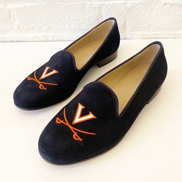 JP Crickets || University of Virginia UVA Suede Embroidered Smoking Loafers 8