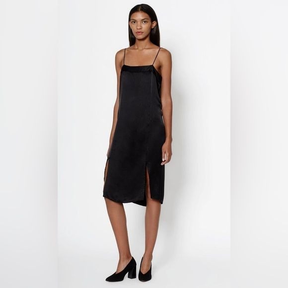 Equipment || Kelby Silk Slip Dress Midi Slits Floral Black XS