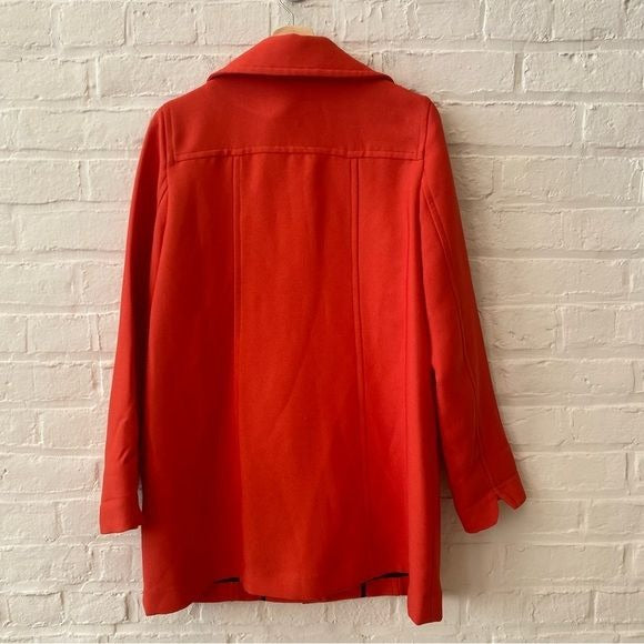 Anthropologie || Wellesley Pleated Peacoat Coat Orange Medium