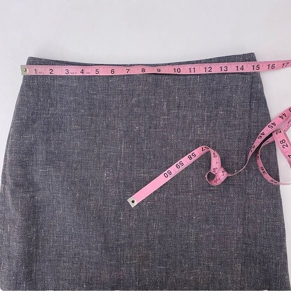 Theory || Stilla Brookview Will Linen Blend Mini Skirt Navy Gray 4