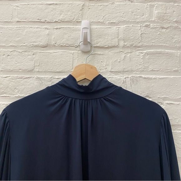 & Other Stories || Draped Mock Neck Top in Stretch Jersey Navy Medium