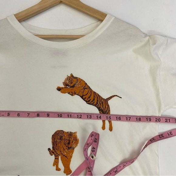 Vintage Canvas || Tiger Boxy Graphic Tee White Small