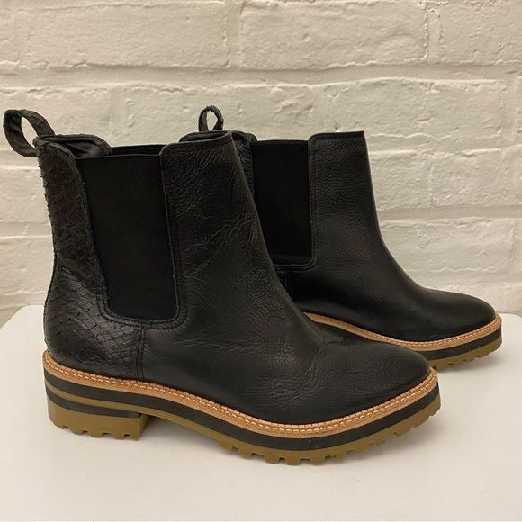 Kaanas || Pontevedra Lug Sole Chelsea Boots Booties Snake Reptile Black 9