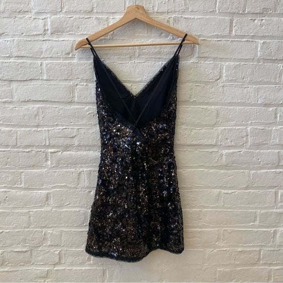 NBD x Revolve || Sloan Sequined Party Mini Dress Open Back in Black Small