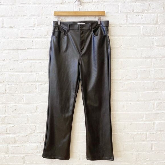 LOFT || Faux Leather Flare Crops in Black NWT 8