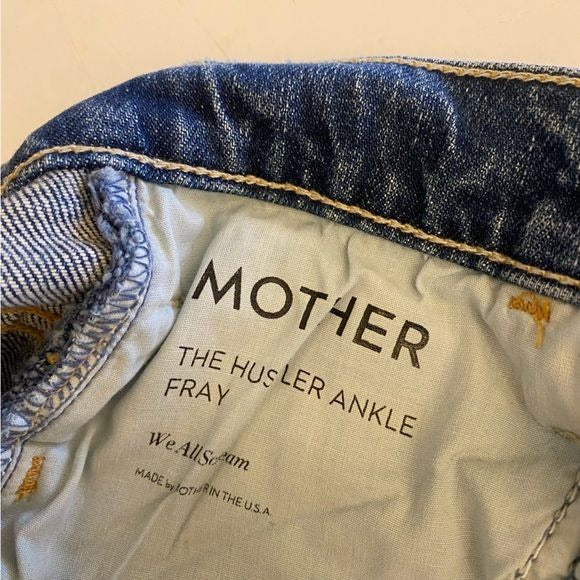 Mother || The Hustler Ankle Fray in We All Scream Raw Hem Blue 24