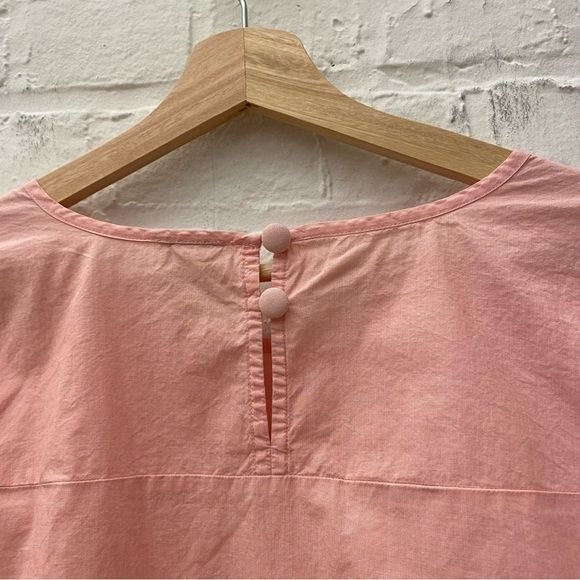 J. Crew || Tie Bow Bell Ruffle Statement Sleeve Poplin Top Blouse Pink Small