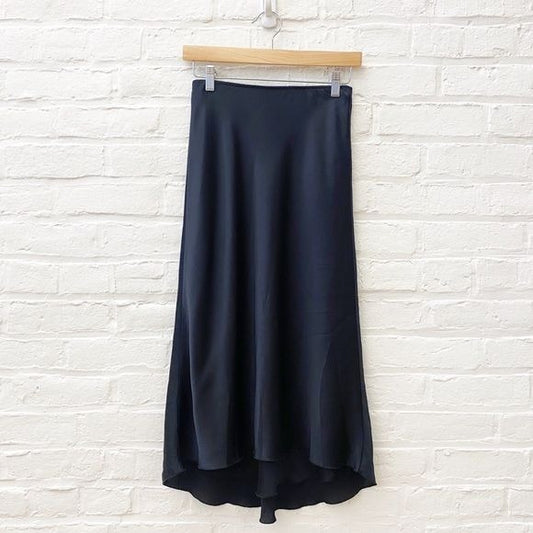 Abercrombie & Fitch || Satin Slip Skirt Midi Black Small