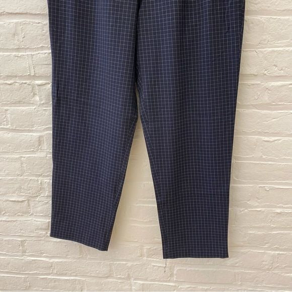 WORTH New York || Pull On Plaid Ankle Trousers Sporty Athletic Drawstring Navy M