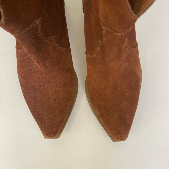 Steve Madden || Wizz Snip Toe Western Cowboy Boots Brown Suede 8.5