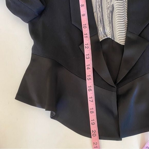 Anthropologie || Leifsdottir Cropped Tuxedo Jacket Peplum Blazer Satin Black 0