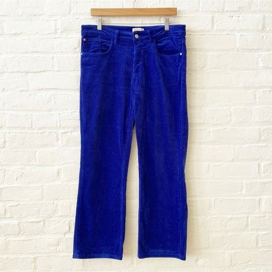 Anthropologie || Pilcro The Yaya Mid-Rise Corduroy Crop Flare Jeans Blue 32