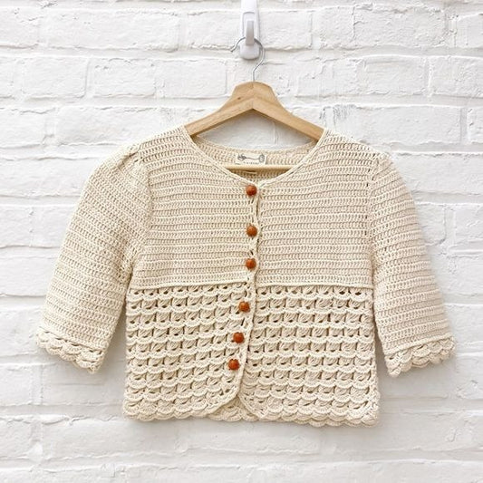 Anthropologie || Tikirani Crochet Cardigan Sweater 90s Boho Cream Medium