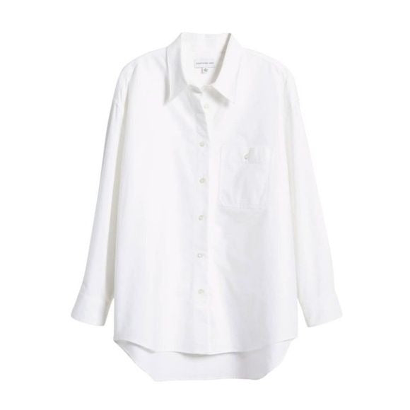 Something Navy || Classic Oversized Cotton Button Down Shirt White Medium