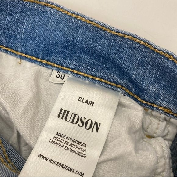 Hudson || Blair Boot Cut Jeans Raw Hem Blue 30