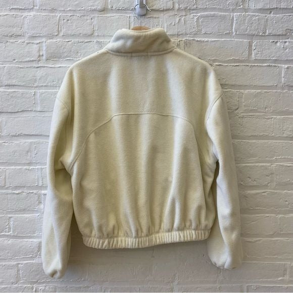 Beyond Yoga || Feeling Chill Jacket Full Zip Fleece Bomber Ivory Cream Small