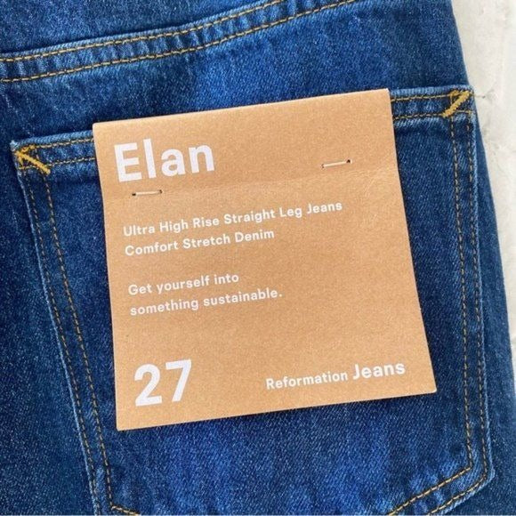 Reformation || Elan Ultra High Rise Straight Leg Jeans Baltic 27