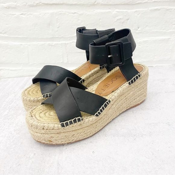 Sole Society || Audrina Platform Espadrille Sandal Black 5.5