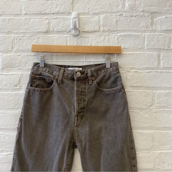 RE/DONE || 70's Ultra High Rise Stove Pipe Jeans in Washed Chocolate Brown 26