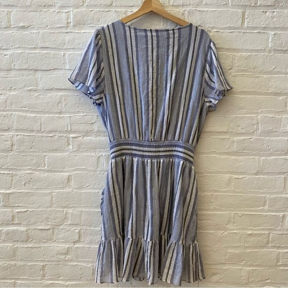 MICHAEL Michael Kors || Metallic Stripe Ruffle Mini Dress Blue XL