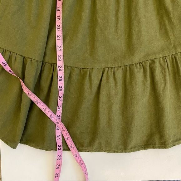 Madewell || (Re)sponsible Puff Sleeve Tiered Mini Dress Olive Green XS